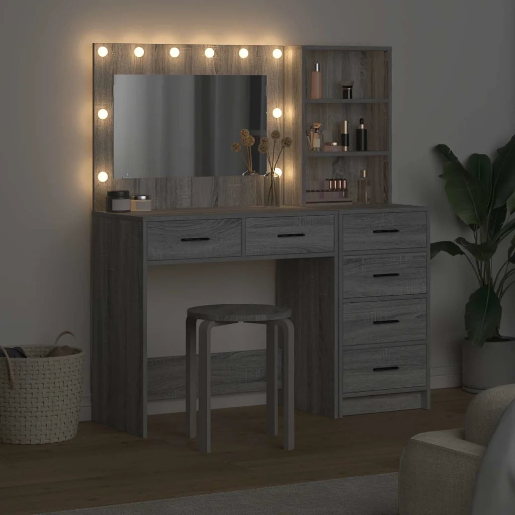 Tavolo da Trucco con cassetto Grigio chiaro 78.5 x 41 x 135 cm