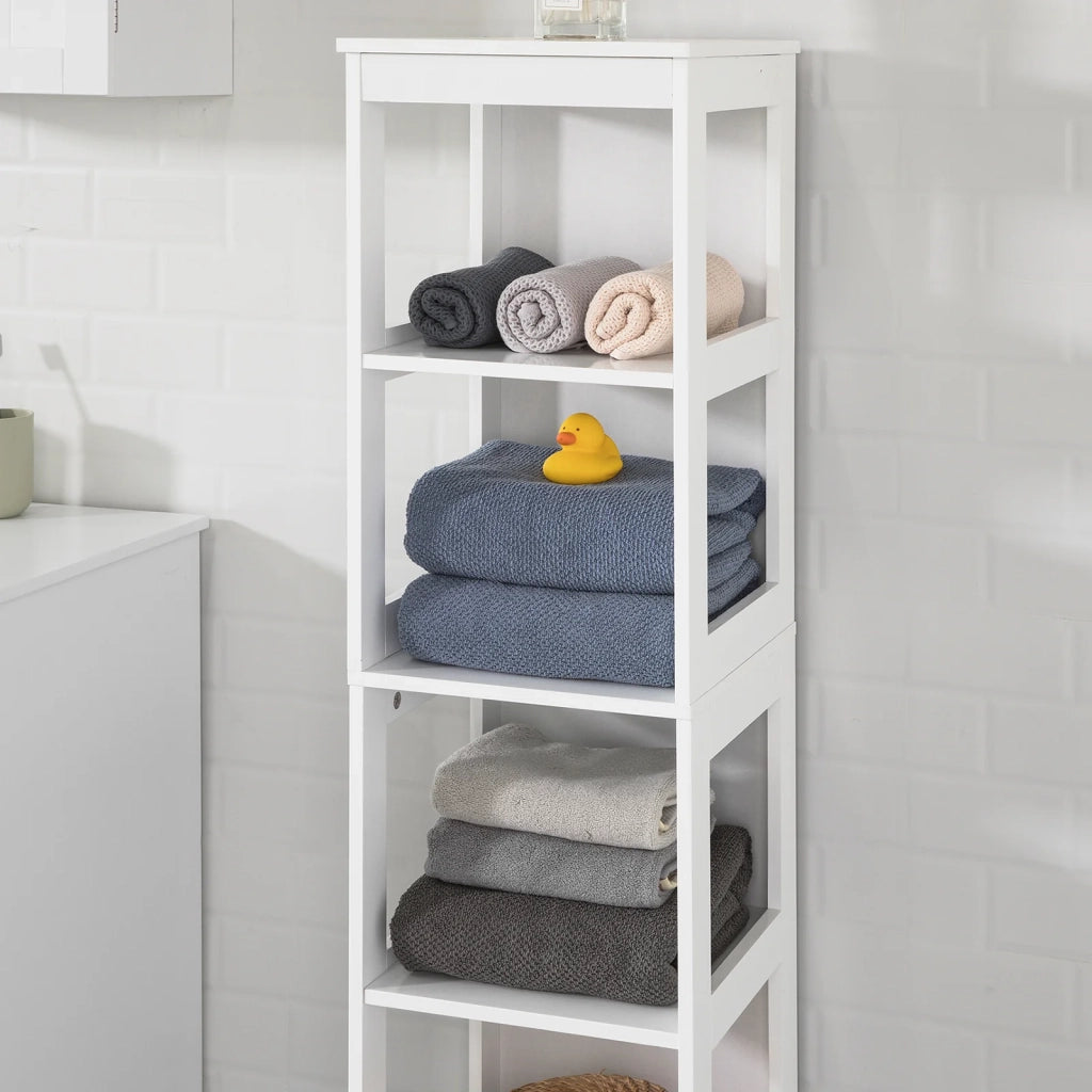 Mobiletto da Bagno salvaspazio Scaffale Scala con 5 Ripiani Lunghezza 30x30x139 cm, Bianco BZR14-W