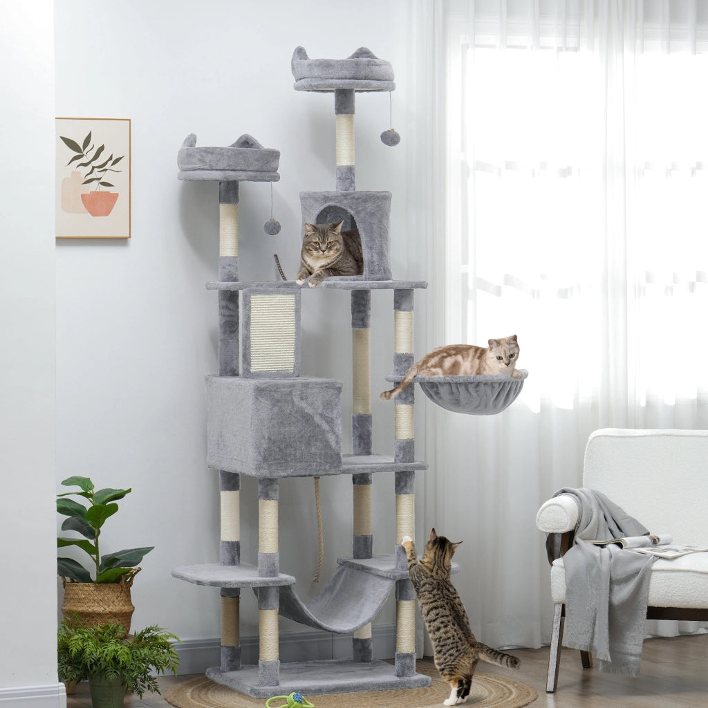 Albero tiragraffi per gatti grande ¨C zephmum ¨C grigio 206 cm