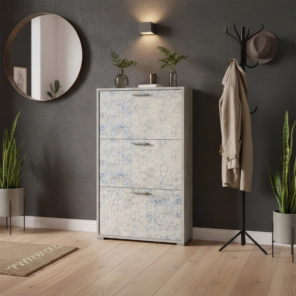 Mobile Portascarpe Axinite, Scarpiera 18 Paia Made in Italy, 67x28x112h cm Grigio Cemento