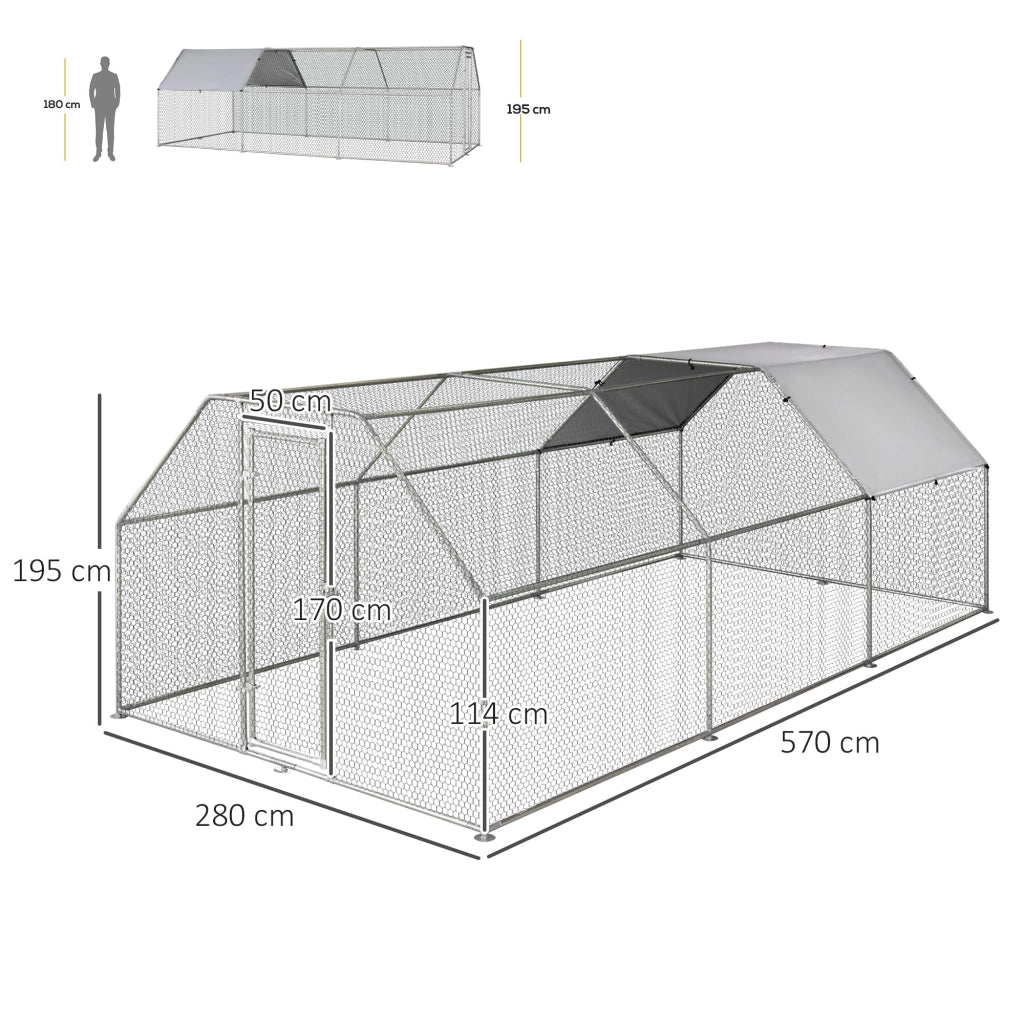 Pollaio Gabbia per Galline da Esterno 280x570x195 cm in Metallo