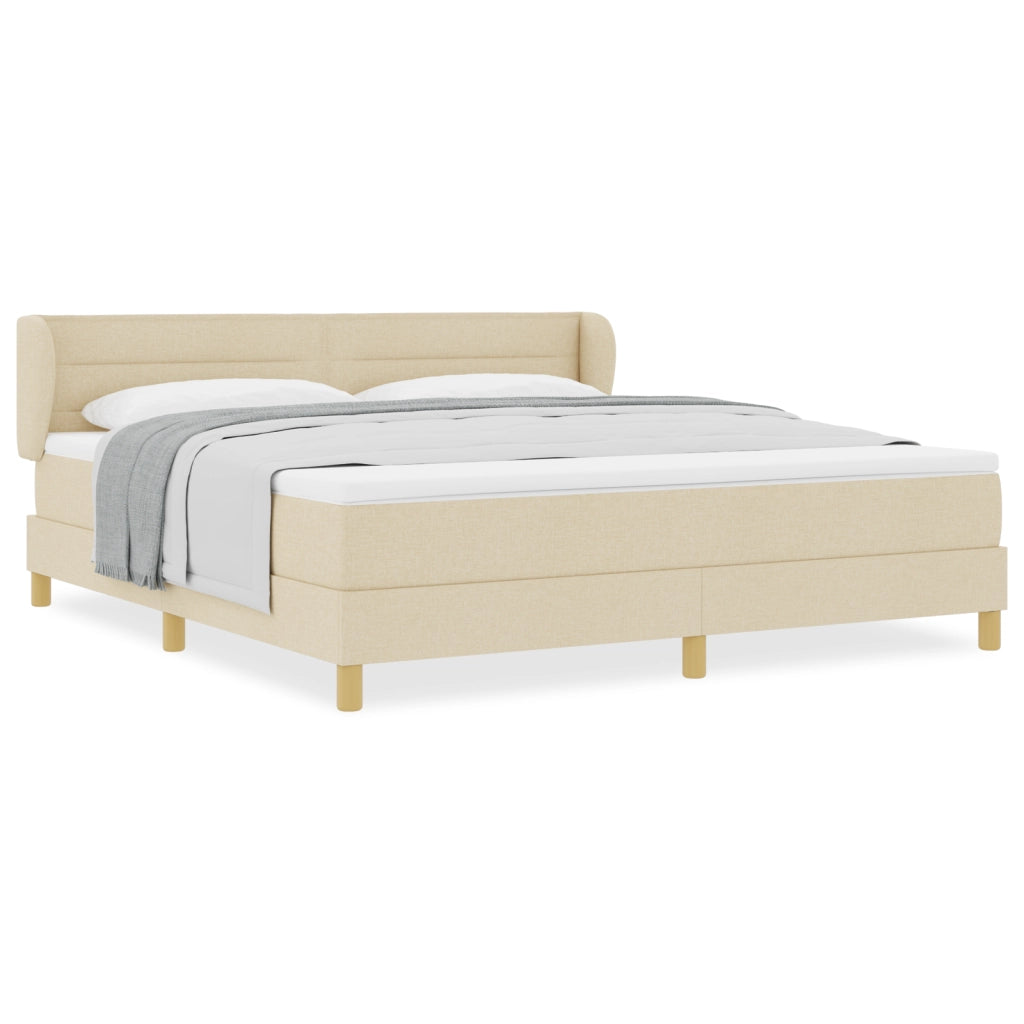Letto Box Spring con Materasso in Crema - 180x200 cm Tessuto
