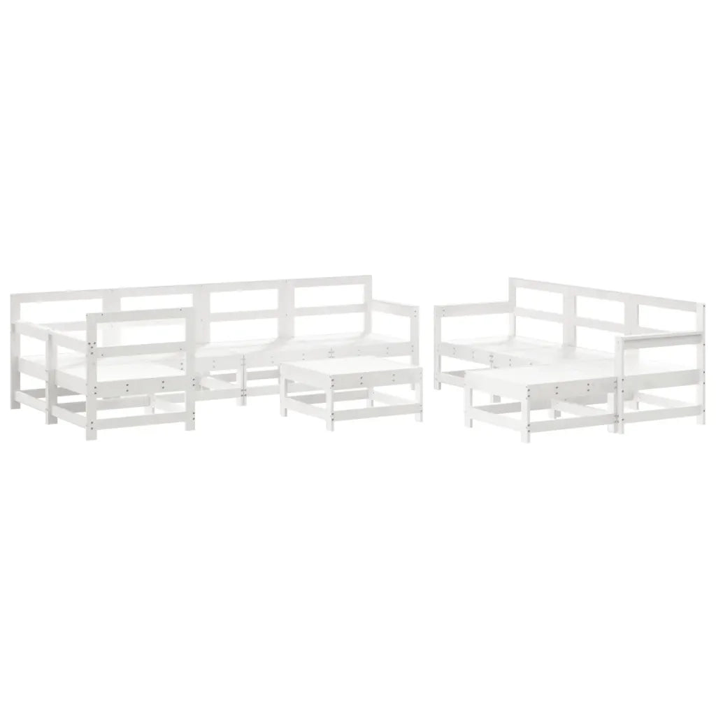 Set Divani da Giardino 10 pz con Cuscini Legno Massello Bianco 3186089