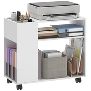 Scrivania per stampante con cassetto e ripiani, per ufficio ¨C Minimal ¨C 70x34x60 cm Bianco