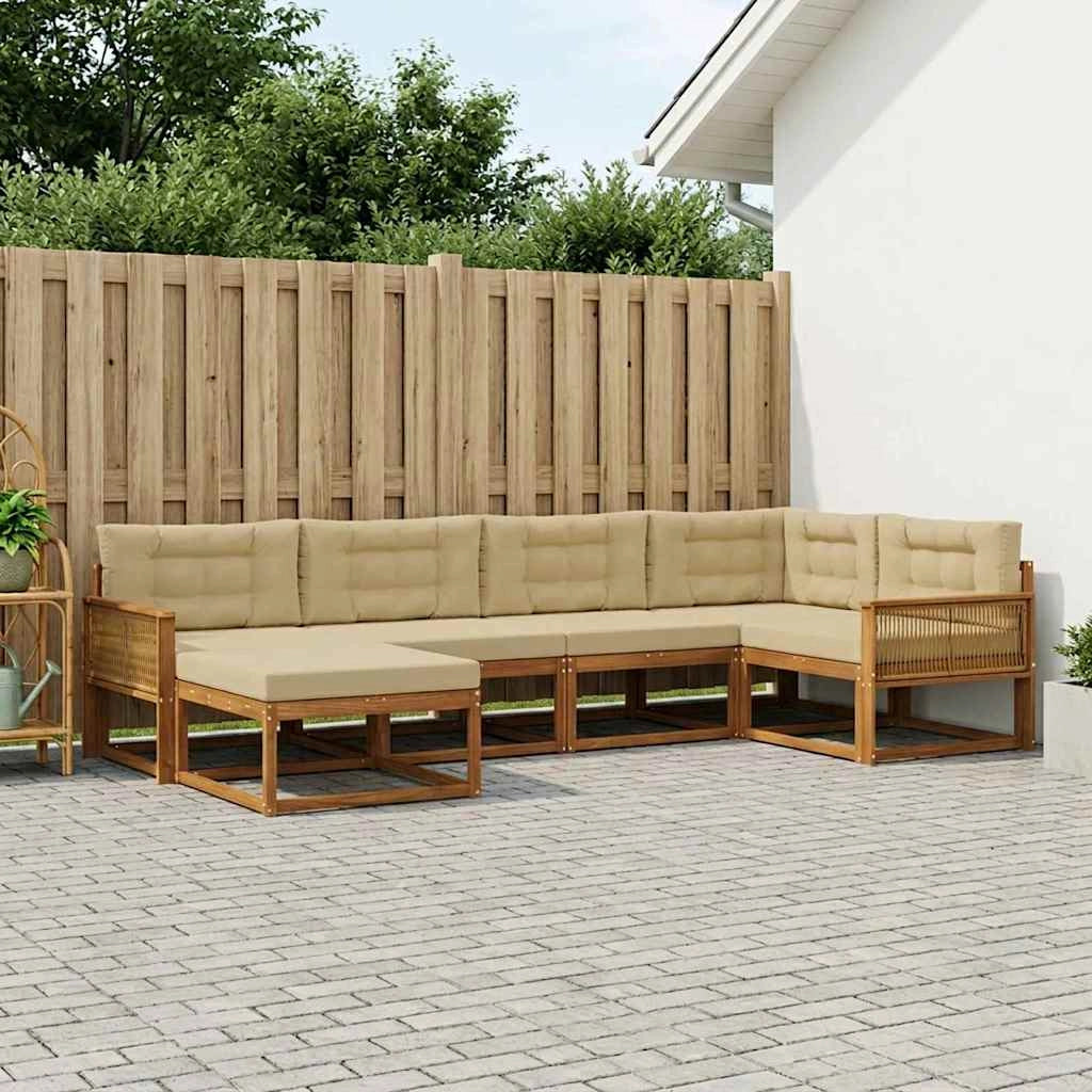 Set di divani da esterno 6 pz Naturale e Beige 3382711