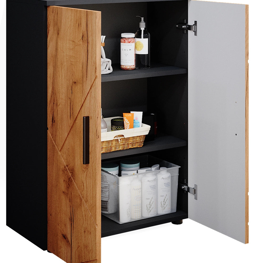 Vicco Set di mobili da bagno Quercia dorata/antracite 2 parti, con unità midi