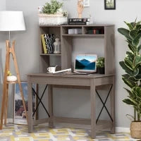 Scrivania per Computer Moderna con Ripiani Aperti, Scrivania con Libreria in Legno, Tavolo Porta PC per Computer, per Ufficio, Studio e Camera da Letto, 105x50x137.5cm, Marrone