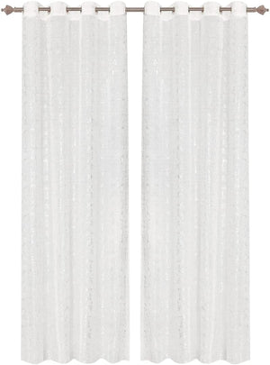 Tende Porta Finestra Occhielli Coppia Moderna 140x280 Cm Semitrasparente Interno Bianco