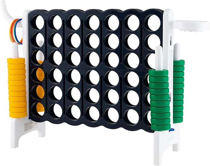 Forza 4 Gigante, Forza Quattro per Bambini con Canestro, Palla, 5 Anelli e 42 Piedine, Giochi Educativi da Esterno ed Interno per Vacanze e Feste, Ideale per Bambini +3 Anni