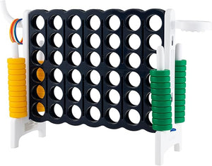 Forza 4 Gigante, Forza Quattro per Bambini con Canestro, Palla, 5 Anelli e 42 Piedine, Giochi Educativi da Esterno ed Interno per Vacanze e Feste, Ideale per Bambini +3 Anni