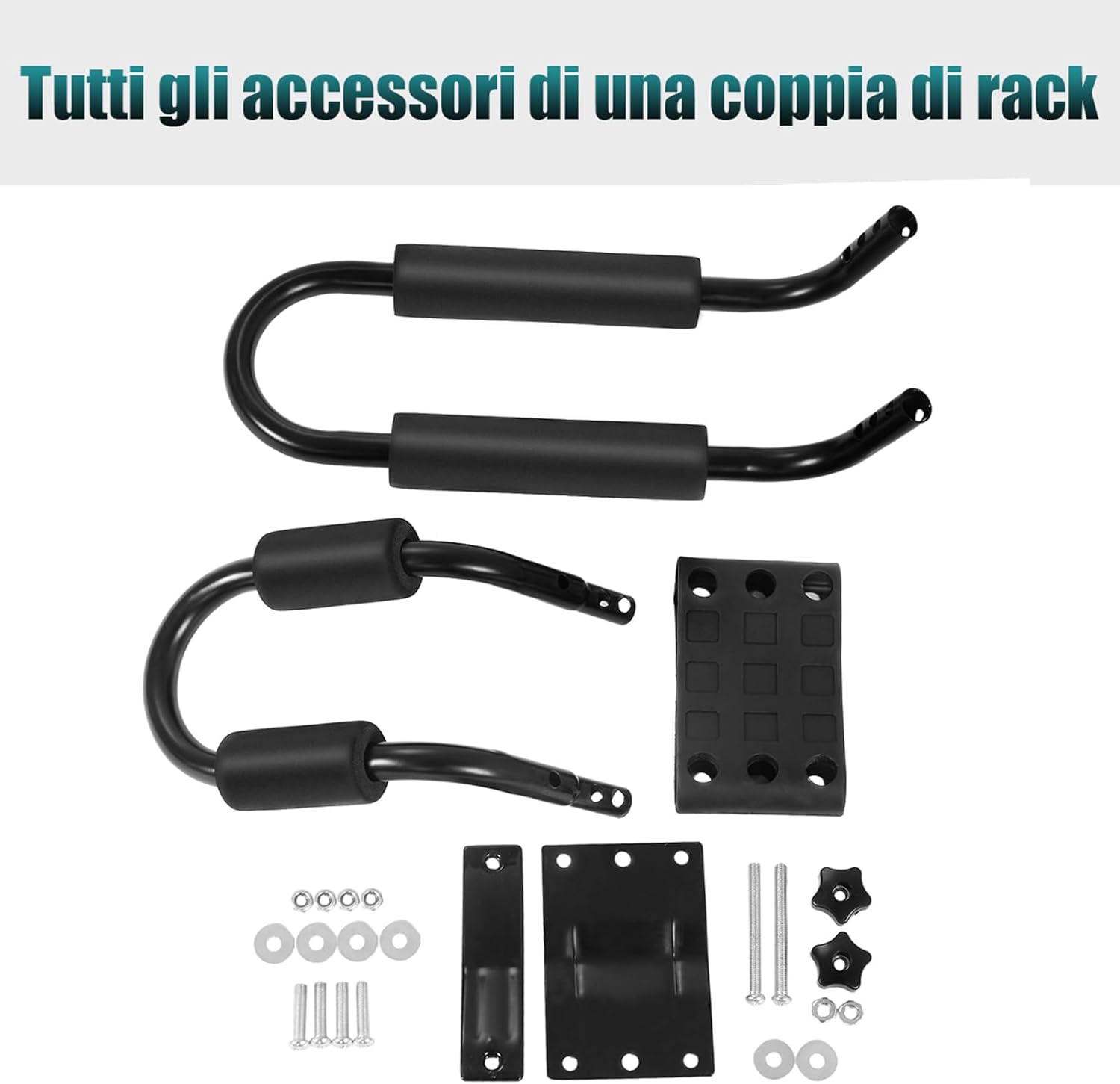 4 Pezzi Supporto da Portapacchi per Auto Porta Kayak per Tetto dell'Auto a Forma U con 4 Cinghie Incluse