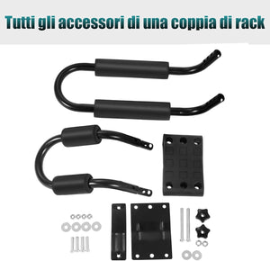 4 Pezzi Supporto da Portapacchi per Auto Porta Kayak per Tetto dell'Auto a Forma U con 4 Cinghie Incluse