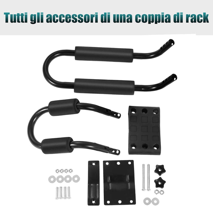 4 Pezzi Supporto da Portapacchi per Auto Porta Kayak per Tetto dell'Auto a Forma U con 4 Cinghie Incluse