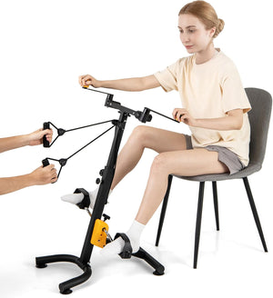 Cyclette a Pedali Pieghevole, Macchina per Fitnes con Resistenza e Altezza Regolabili e Cuscinetti Antiscivolo, Attrezzature per Riabilitazione degli Anziani