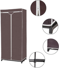 Armadio in Tessuto Armadio Cabina Pieghevole con Asta Appendiabiti, Vari Colori Disponibili, 75 x 50 x 170cm (caffè)