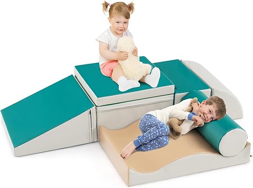 Set di Costruzioni Morbide in PU e EPE da 7 Pezzi, Gioco Educativo per Bambin con Età Superiore a 1,5 Anni, Multicolore (Verde)