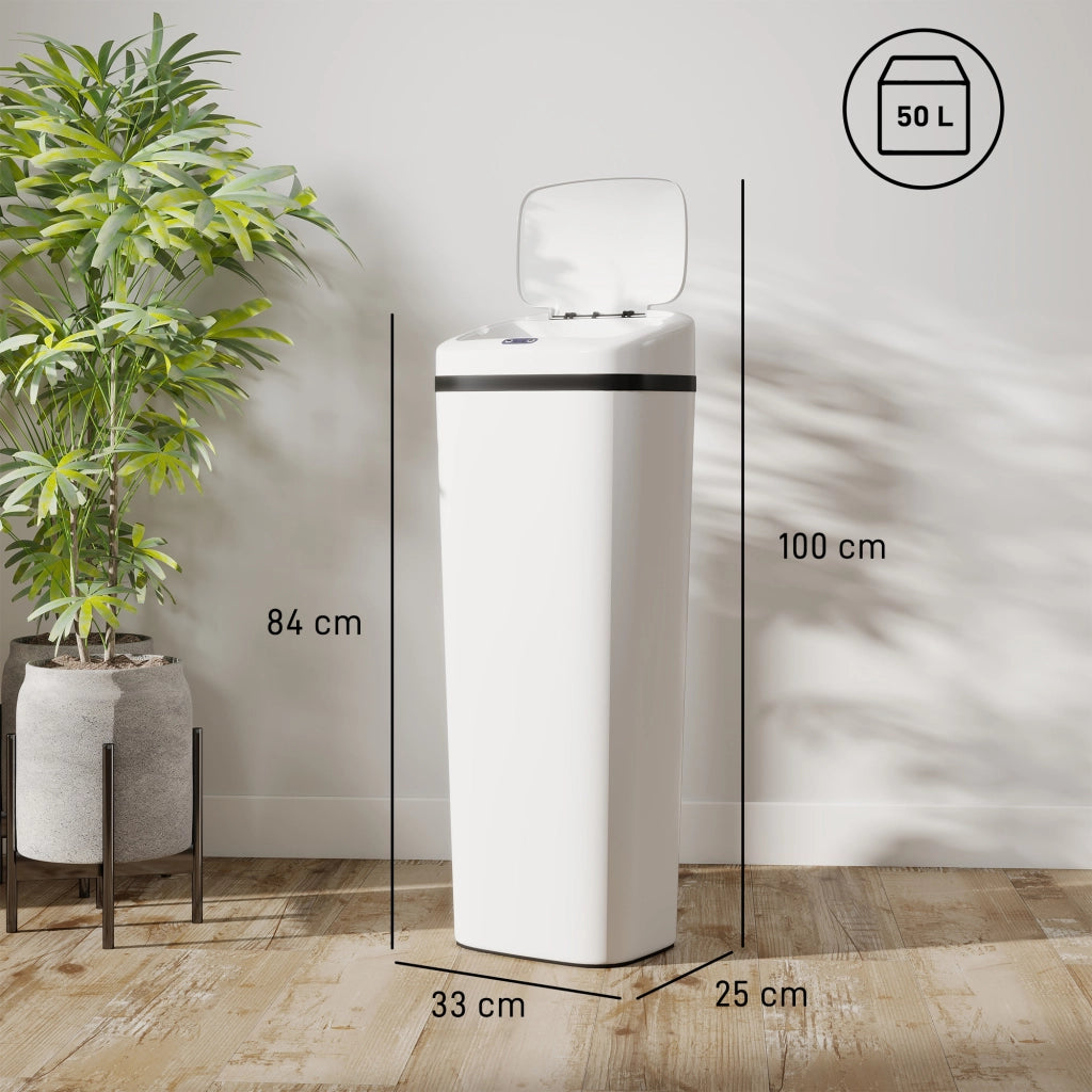 Cestino da Cucina Automatico ¨C zephmum ¨C Bianco Acciaio Inox 50 L