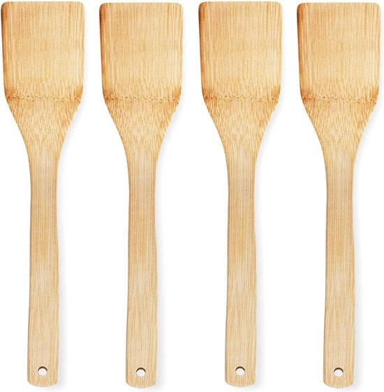 Accessori da cucina in legno di bambù, accessori da cucina, in legno, 4 oggetti di alta qualità, cucchiaio in legno, spatola in legno