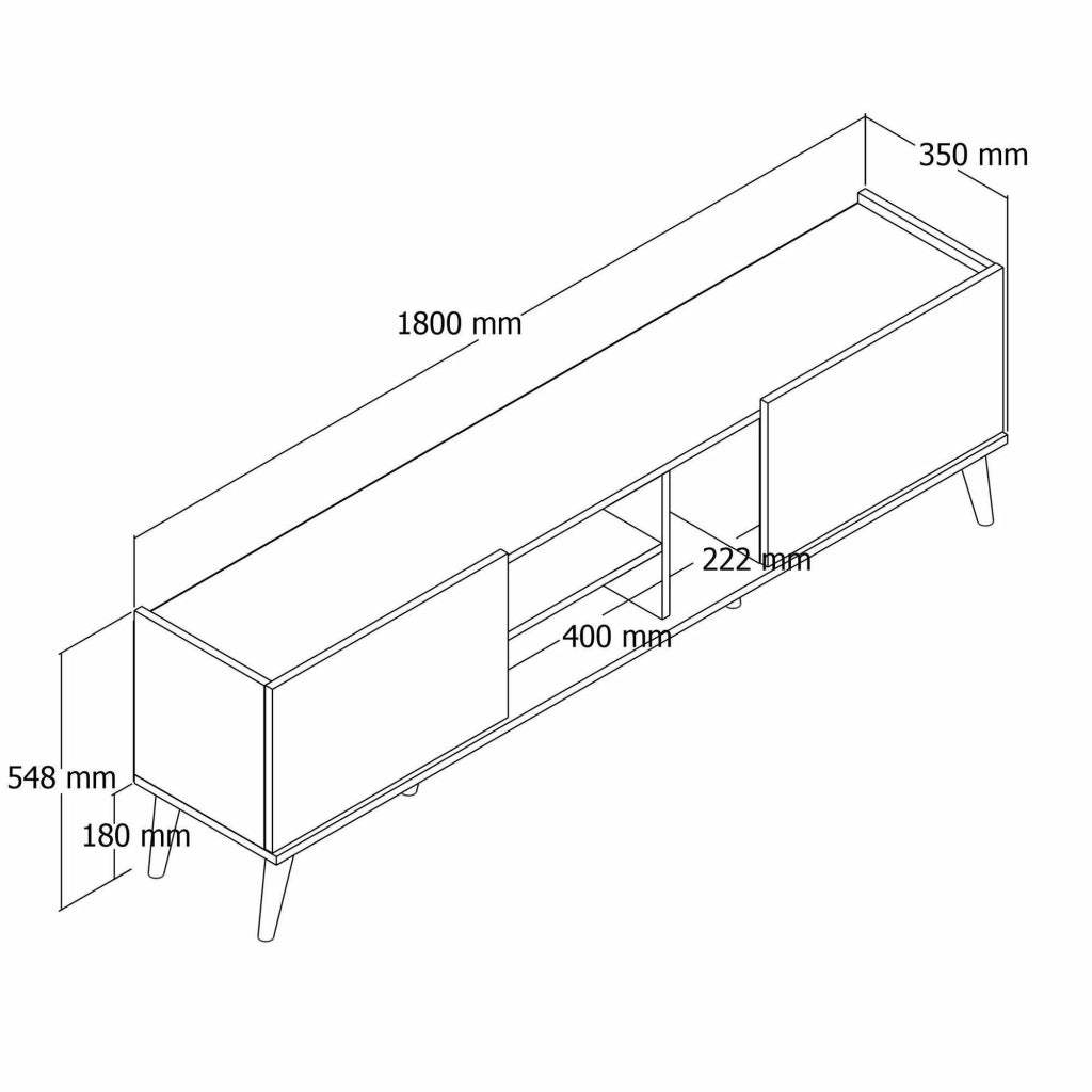 Alberona, Mobile Porta tv un Ripiano, 180x34x52h cm Marrone Quercia