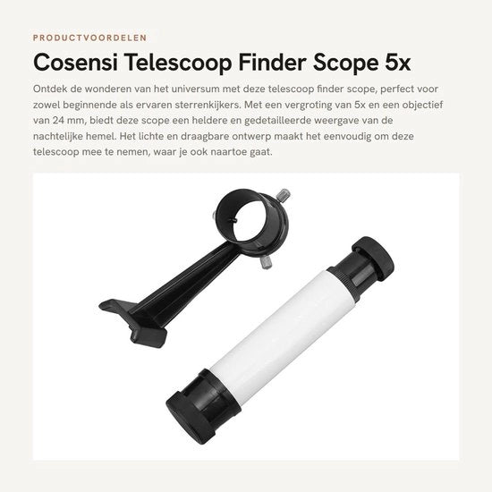 Finder Telescopio 5X di Amplificazione - Telescopio Portatile - Standard in Plastica - Diaframma Obiettivo 24 mm - Osservazione Astronomica - Inclusa Base Standaard