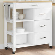 Carrello da Cucina-Scaffale per Cucina MONZA 84x40x88,5 cm in Legno Massello di Pino 473588