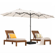 Ombrellone Doppio da Esterno 450x265x237 cm con Base e Luci Rivestimento Anti UV Crema