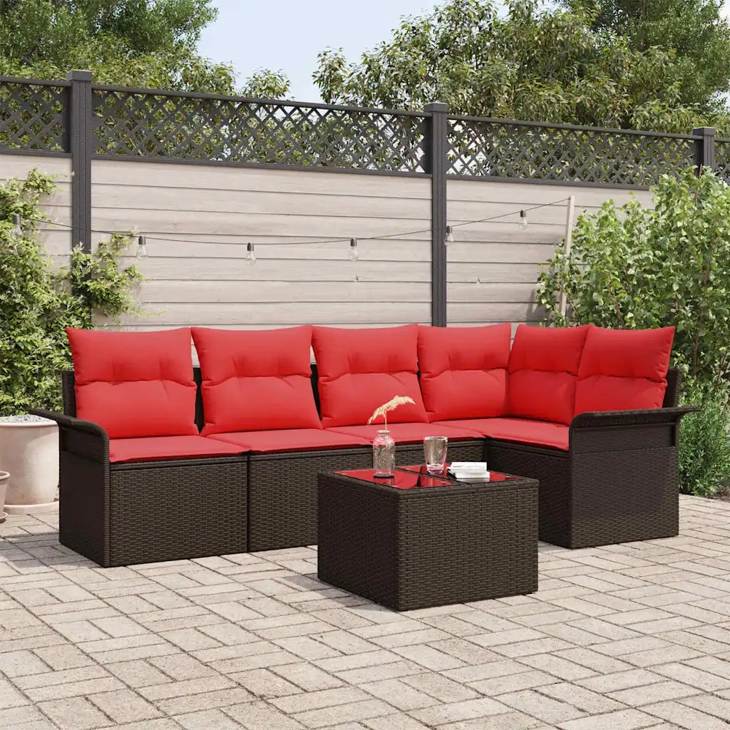 Set Divano da Giardino 6 pcs Marrone polyrattan