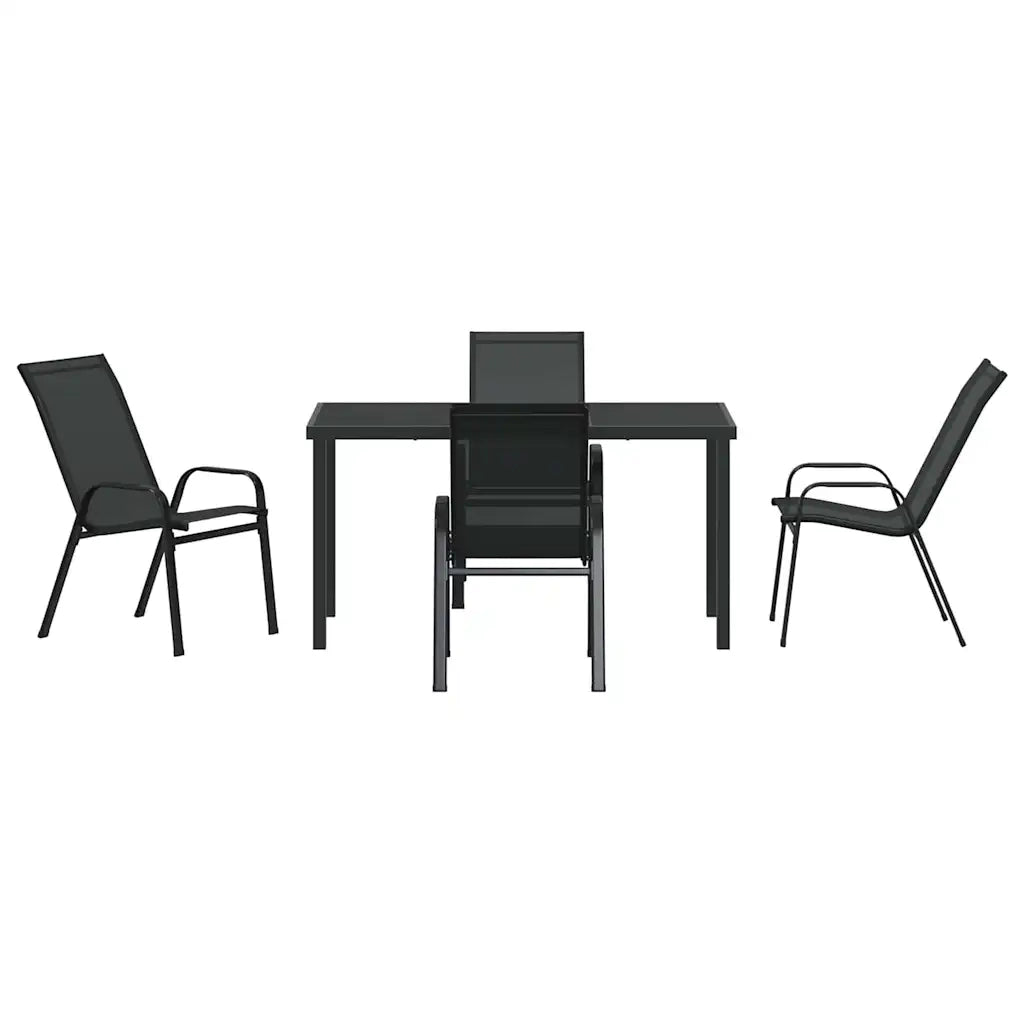 Set da Pranzo per Giardino 5 pz | Set Salotto da Giardino Nero