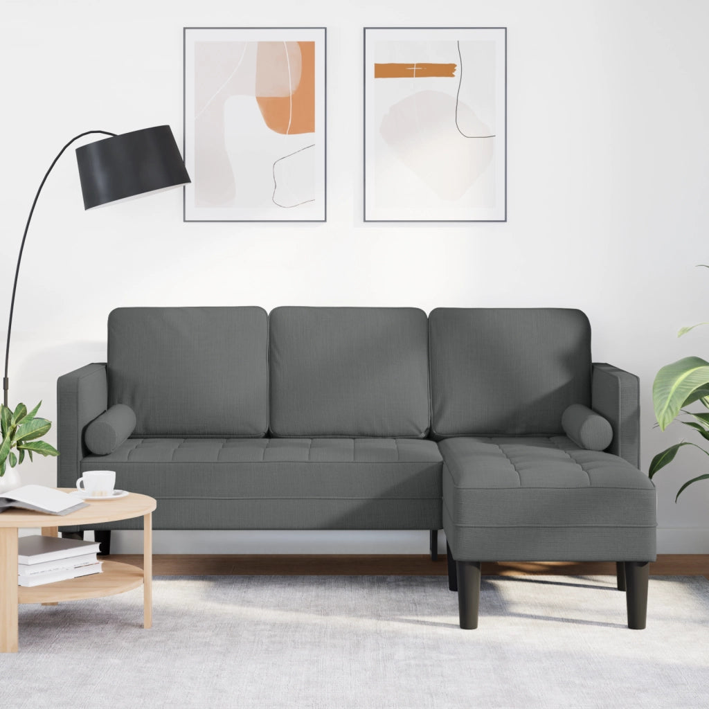 Divano angolare 3 posti  Grigio scuro 160 cm in tessuto