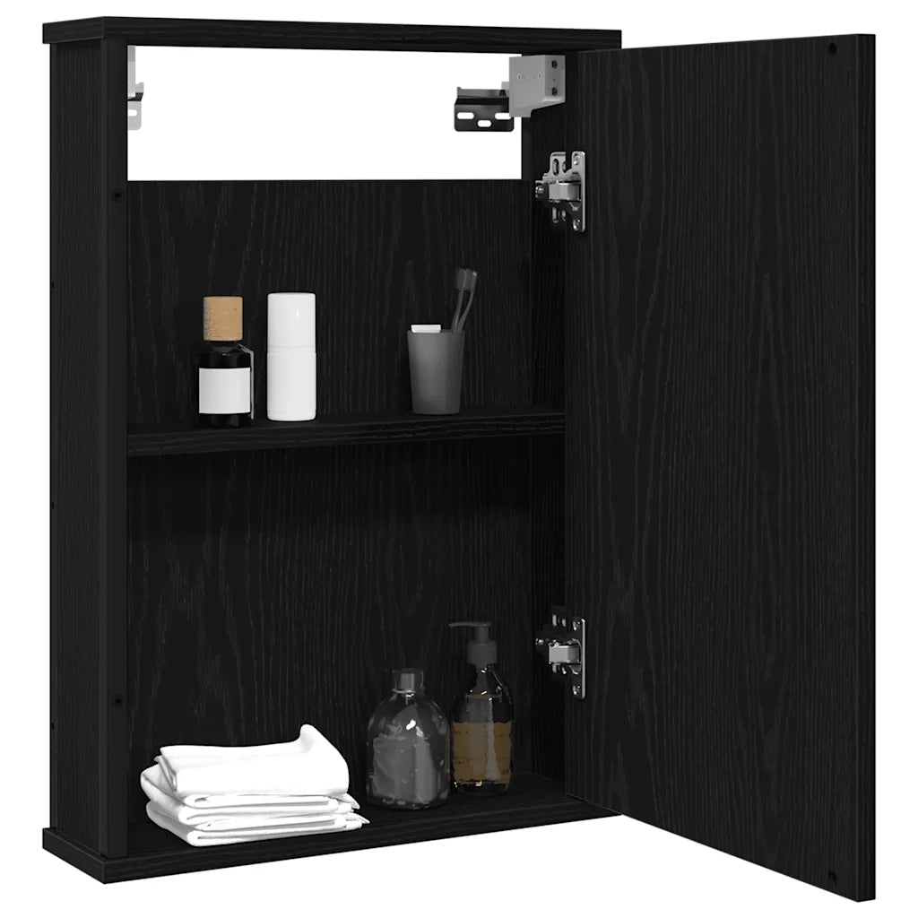 vidaXL Mobile da Bagno con Specchio Rovere Nero 42x12x60 cm Truciolato