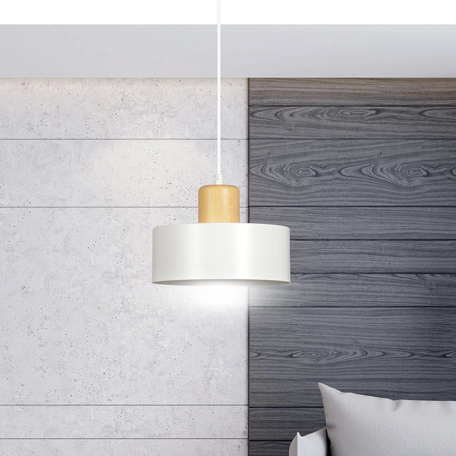 Lampada a sospensione Emibig Torin bianca legno E27