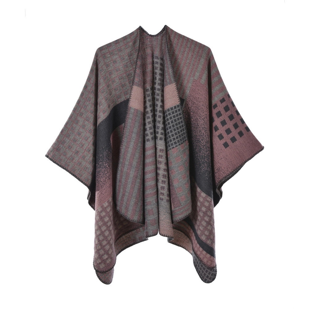 Sciarpa da donna double-face, scialle caldo e spesso in jacquard in stile europeo e americano.