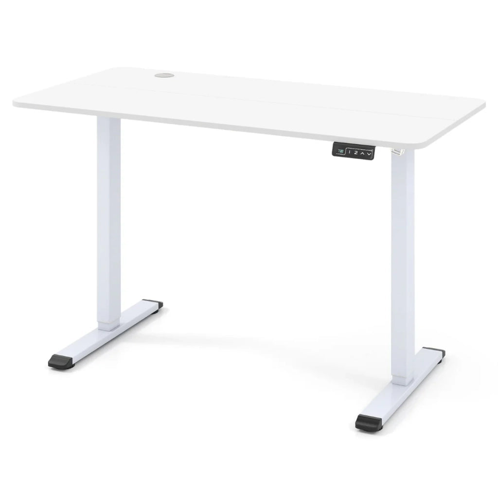 Scrivania ergonomica in piedi 120 x 60 x 73-118 cm con memoria di altezza e tecnologia anticollisione in legno pregiato bianco 20_0015716