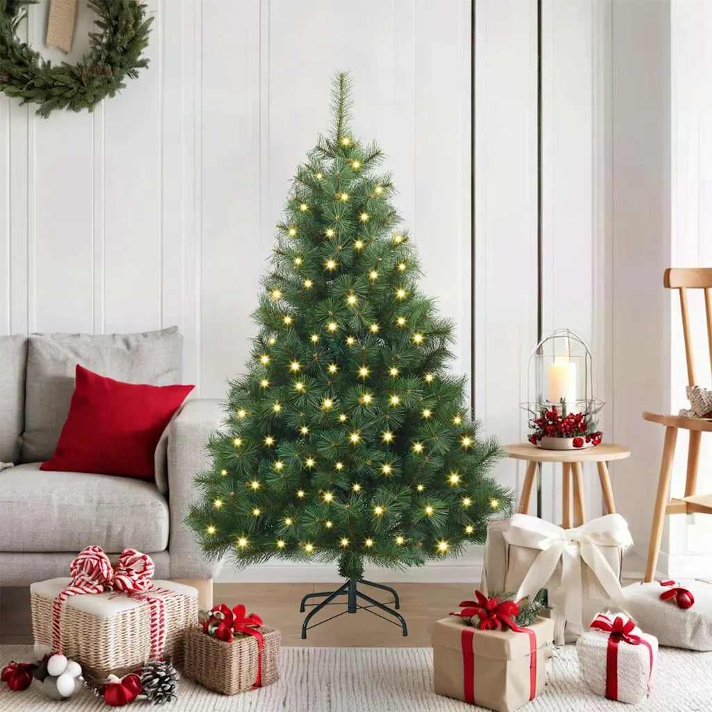 Albero di Natale artificiale con 150 LED Verde 120 cm PE e PVC