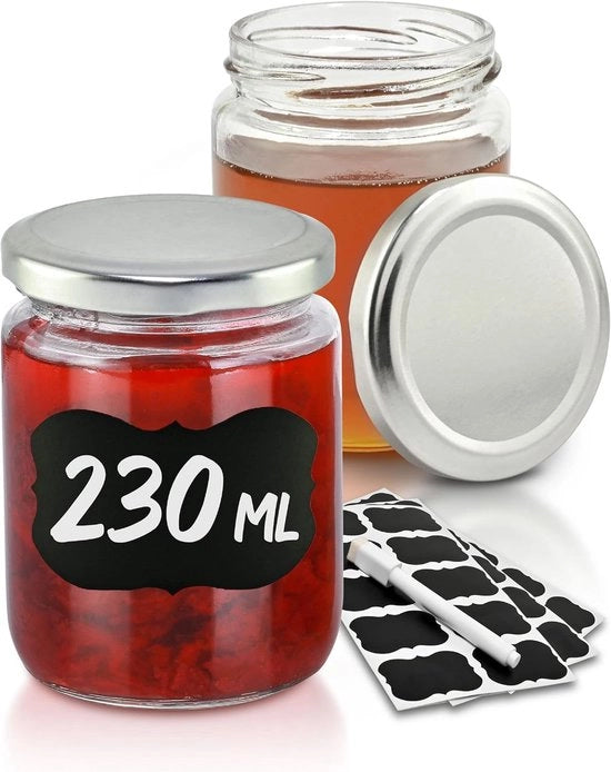 Contenitori per confetture 230 ml - Aria stagnante, Resistenti al lavastoviglie - 25 pezzi