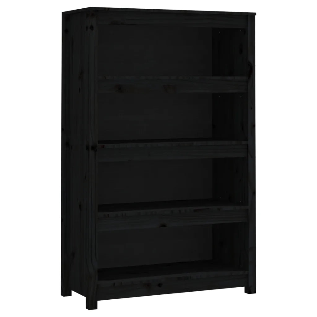 Libreria-Scaffale per Libri-Mobile di Stoccaggio Nera 80x35x126 cm in Legno Massello di Pino