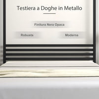 Struttura Letto in Metallo 200x140 cm, Telaio da Letto Matrimoniale con Testiera e 4 Poste, Sostegno Robusto in Metallo, Carico Massimo 300kg