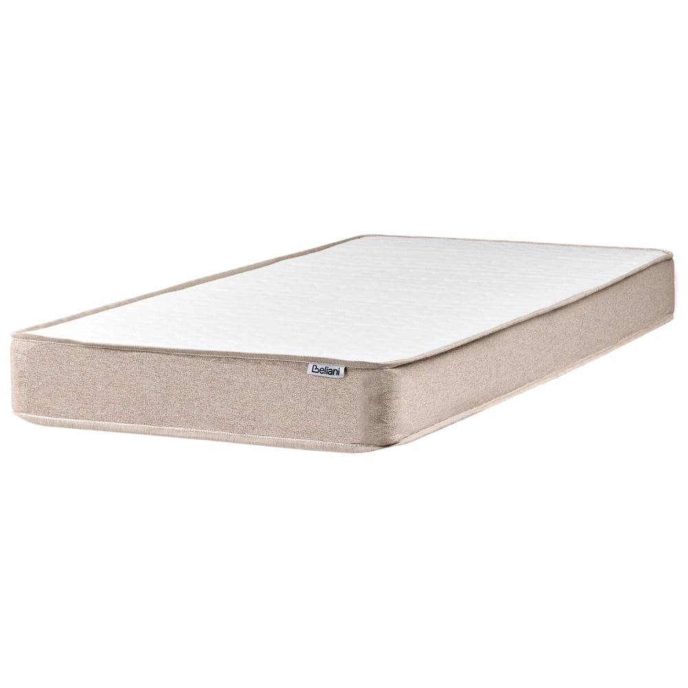 Letto singolo con testiera Materasso a molle insacchettate 90 x 200 cm Beige camera da letto