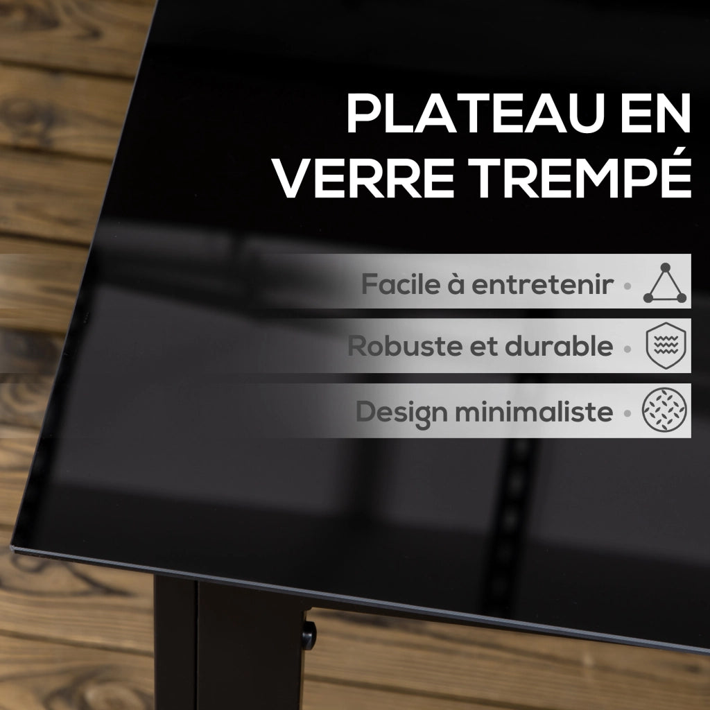 Tavolo da giardino rettangolare in alluminio e vetro temperato ¨C zephmum ¨C 150x90x74 cm nero