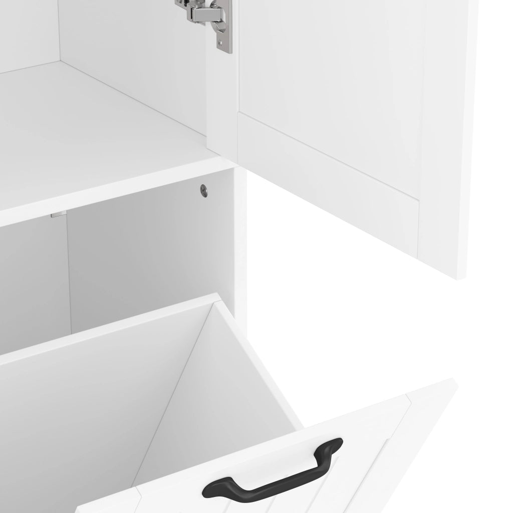 Mobile bagno 78 x 35 x 172,7 cm in MDF laccato bianco con doppio cesto portabiancheria e vani contenitori