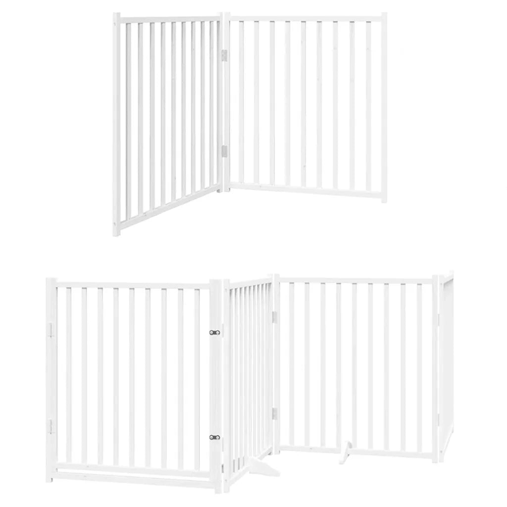 vidaXL Cancello Cani Porta Pieghevole Bianco 6 Pannelli 480 cm Pioppo