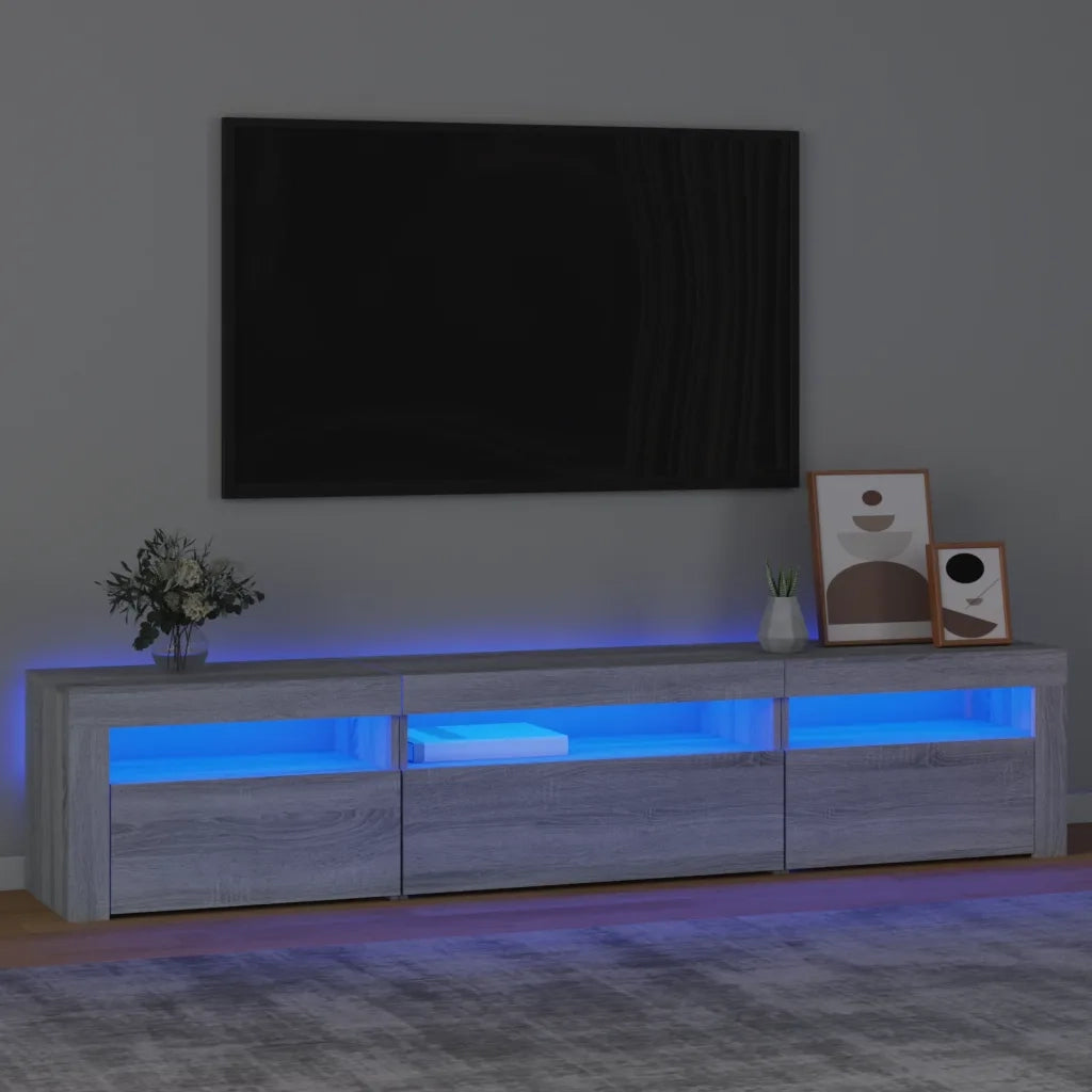 Mobile Porta TV con Luci LED-Mobile per TV-Credenza TV Grigio Sonoma 195x35x40 cm