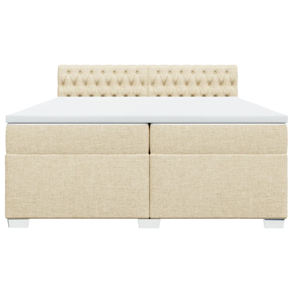 Giroletto a Molle con Materasso Crema 200x200 cm in Tessuto 3286007