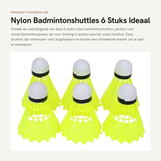 Impenni da Badminton 6 pezzi - Nylon - Impenni stabili - Allenamento all'aperto - Multisport - Migliora precisione - Impenni