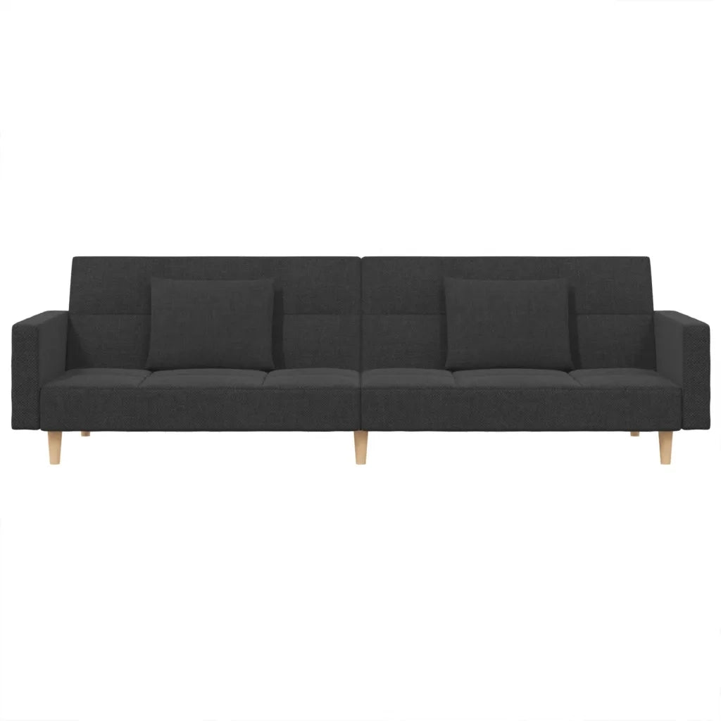 Divano Letto a 2 Posti con 2 Cuscini Grigio Scuro in Tessuto 375800