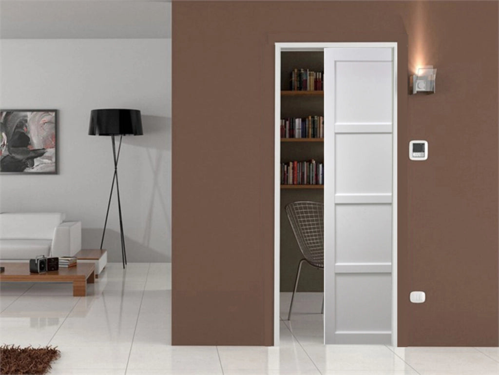 Porta scorrevole Tamera bianca larghezza 93 con sistema di galandage + kit finitura incluso