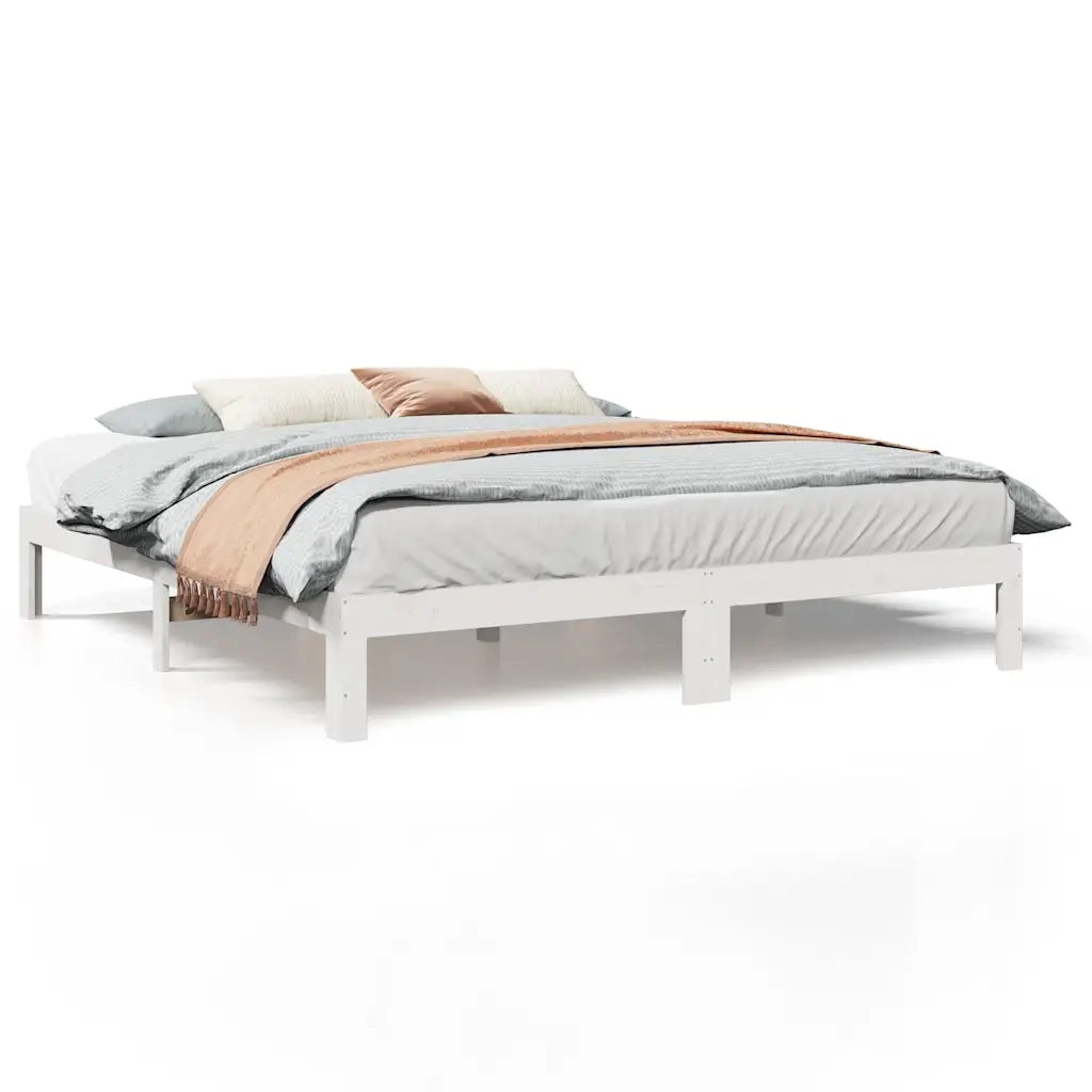 Letto matrimoniale | Letto per adulti | Giroletto senza Materasso Bianco 180x200 cm Legno Massello Pino