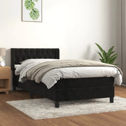 Giroletto a Molle con Materasso Nero 90x200 cm in Velluto 3131119