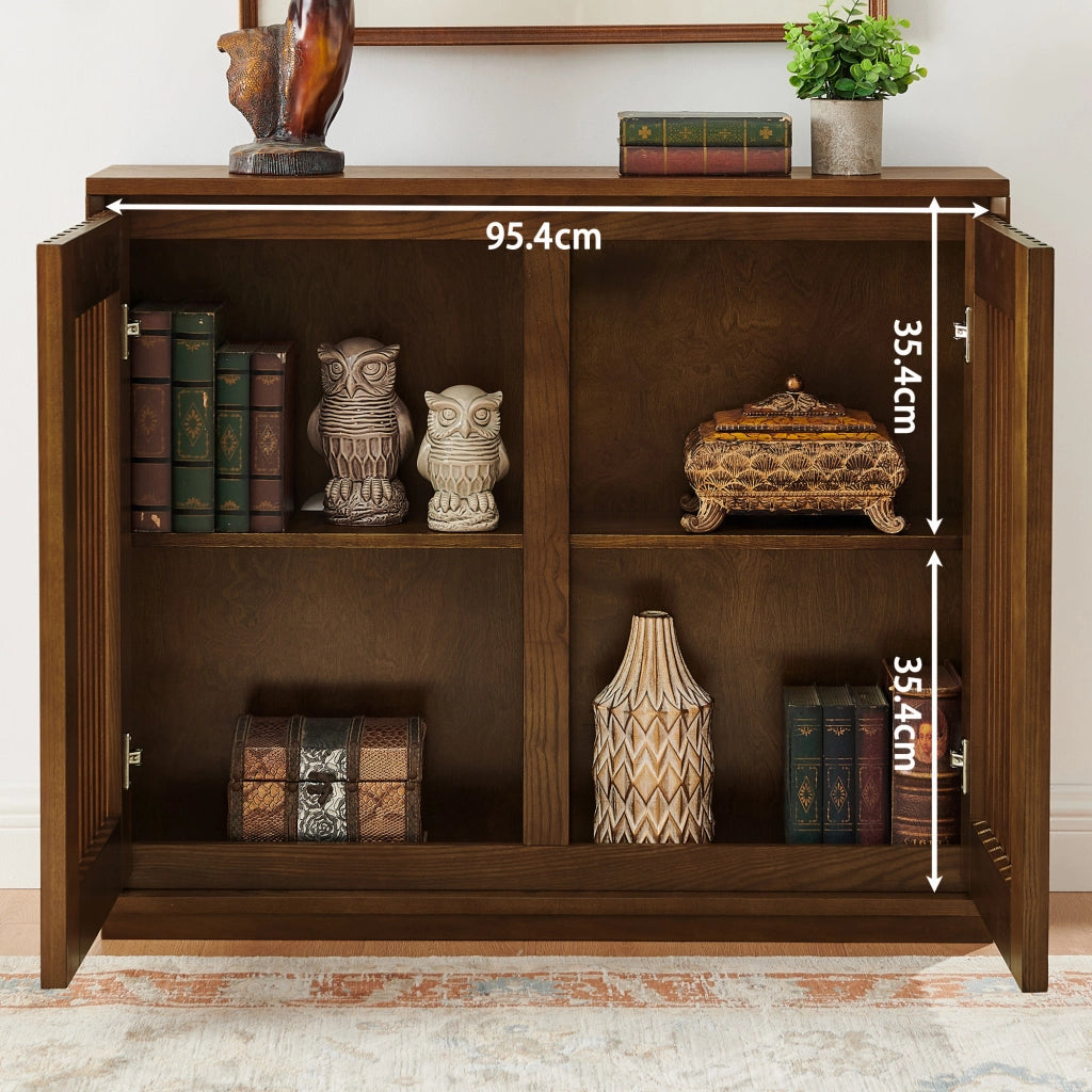 Credenza 99x23.5x82.6 cm con 2 aperture per prese in MDF noce