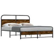 Letto matrimoniale | Letto per adulti | Giroletto senza Materasso Rovere Fumo 150x200 cm in Truciolato